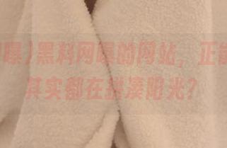 黑料网曝的网站，正能量图片其实都在拼凑阳光？